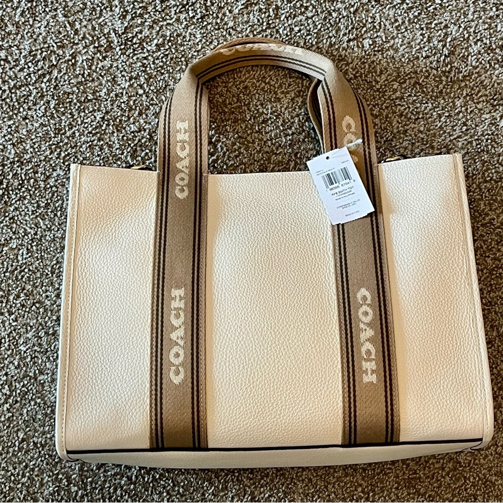 NWT Coach Smith Tote Bag Crossbody Purse CMB10 Chalk Gold Refined Pebble Leather - Picture 7 of 7
